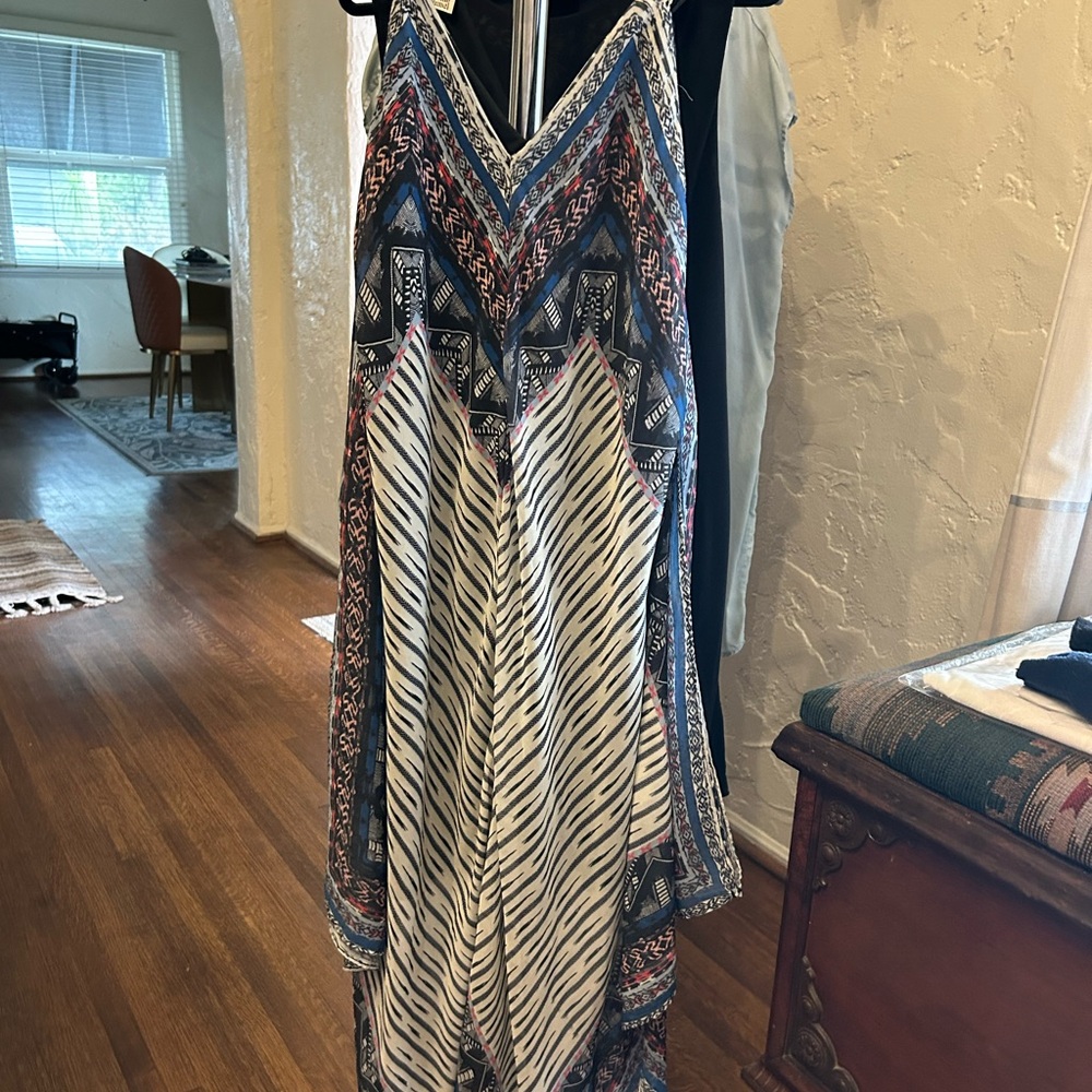 Patterned Blue and White Women's Dress